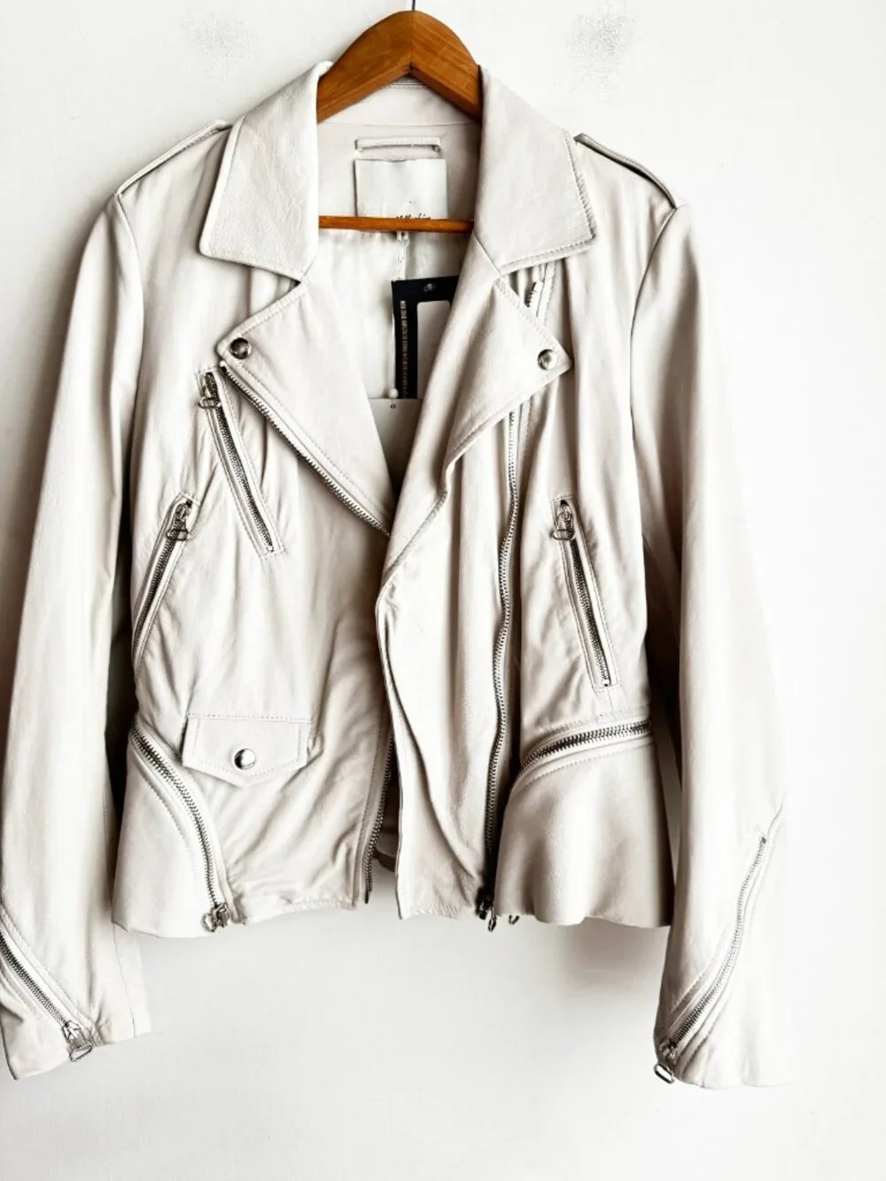 3.1 Phillip Lim White Contour Motorcross Leather Motorcycle Jacket 8 - Picture 3 of 10